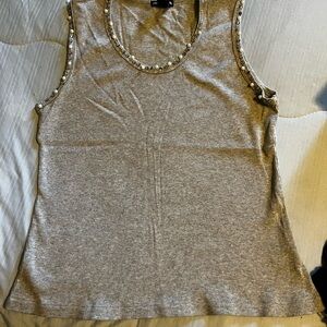 Cha Cha Vente Gray Embellished Knit Tank Top